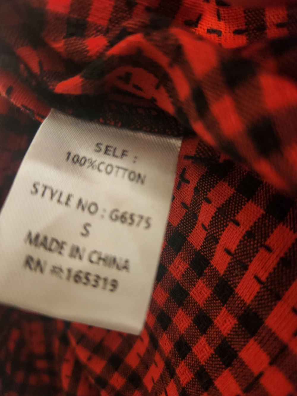 Red Plaid Ruffle Button-Front Women's Shirt - Picture 5 of 8